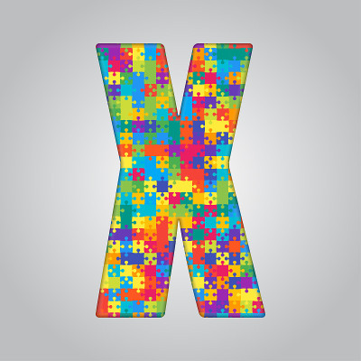 矢量拼图五彩缤纷的字母- X。