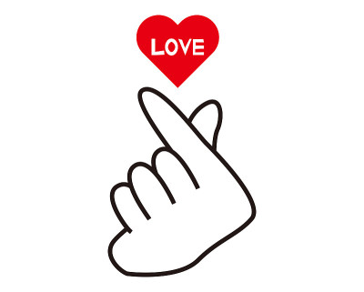Hand sign representing a heart with your finger, K