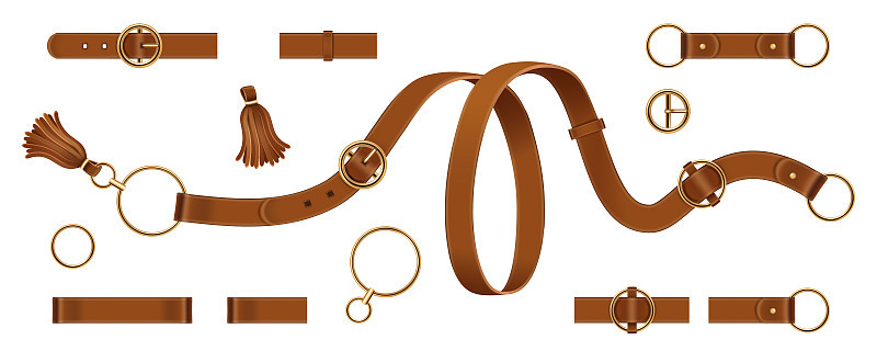 Set of isolated man and woman leather belts