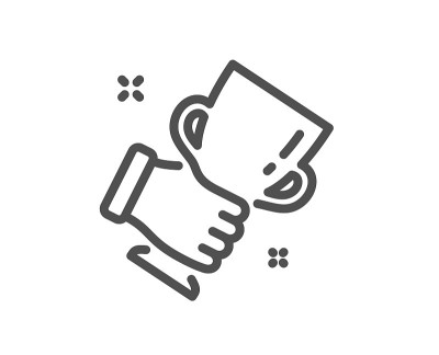 赢家杯线图标。拿奖杯的迹象。向量