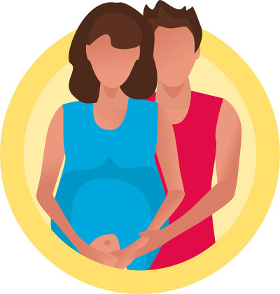 新婚夫妇要生孩子了。一对夫妇的图画。