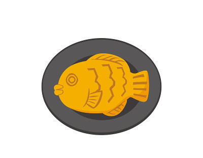 矢量图的Taiyaki。日本的糖果。