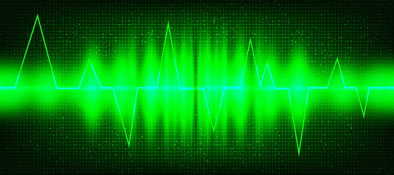 Green Digital Sound Wave or Heart wave Background,