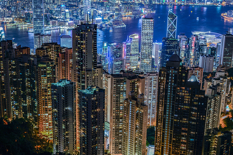 从太平山顶眺望香港夜景