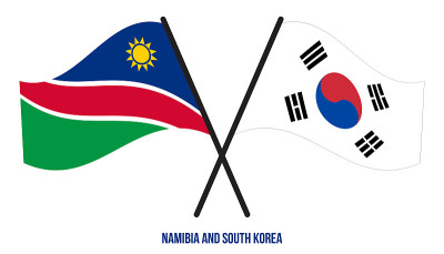 Namibia and South Korea Flags Crossed And Waving F