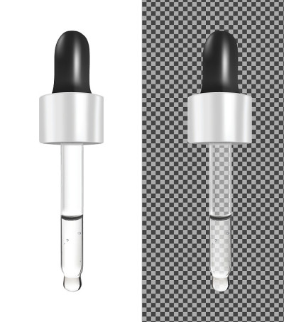 逼真的矢量玻璃滴化妆品和药物