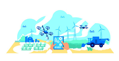 Digital agriculture flat concept vector illustrati