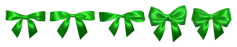 Realistic green bow isolated on white. Element for