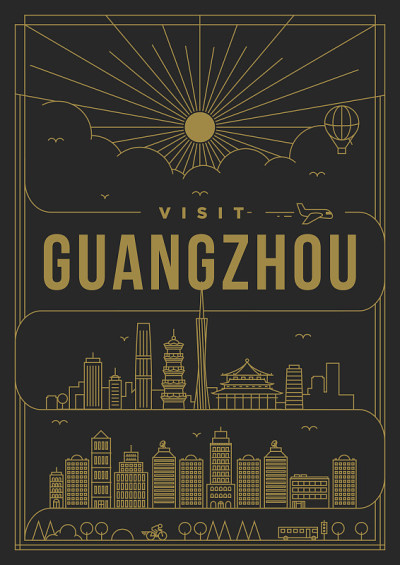 线性旅游广州海报设计