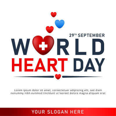 World heart day poster. web banner with red heart.