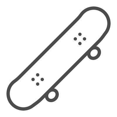 滑板，方形直线矢量图标。