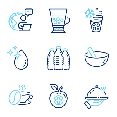 Food and drink icons set. Included icon as Ice mak