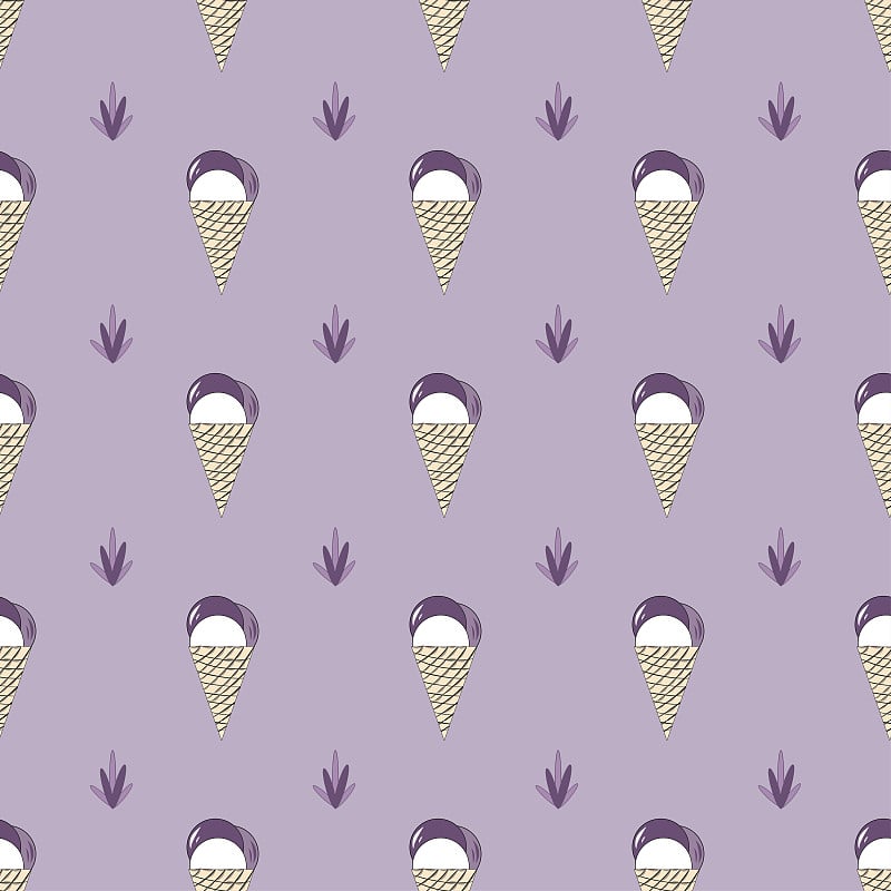 Vector Seamless patterns  Lavender ice cream  and 