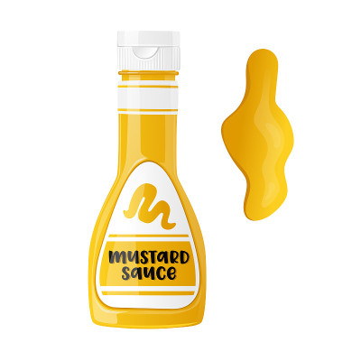 Realistic Bottle with Mustard Sauce, Yellow Tube w