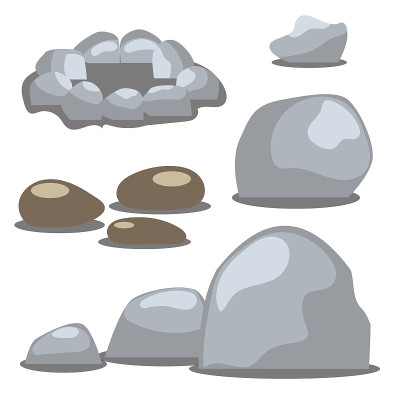 Set of isolated stones in flat style.