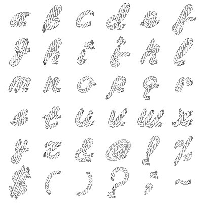 Black and White Vector Rope Alphabet