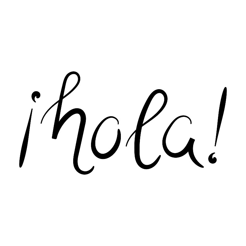 Hola. Hello in Spanish. Vector illustration