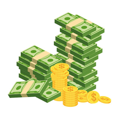 一大捆的纸币。1 .装满现金。