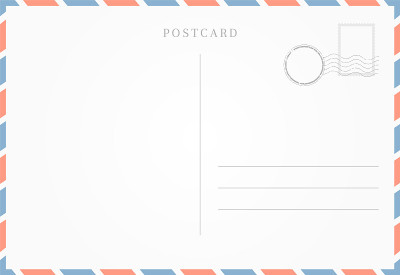 Blank template of postcard backside. Empty back of