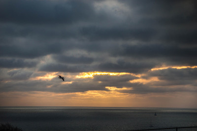日落时分，从Palos Verdes, CA的Vicente灯塔看风景