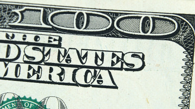 Element of American cash banknote 100 dollars. Mac