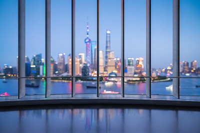 上海的落地窗夜景