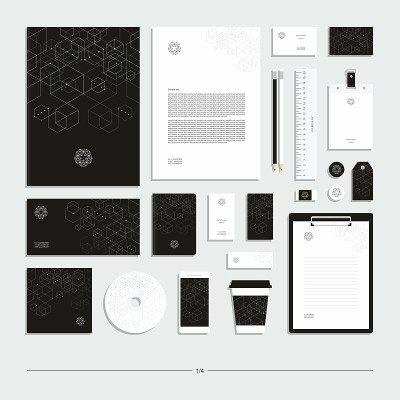 抽象的几何公司标识。文具。创意设计。