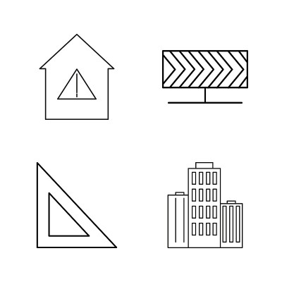 建筑和建筑简单的线性轮廓矢量图标集。