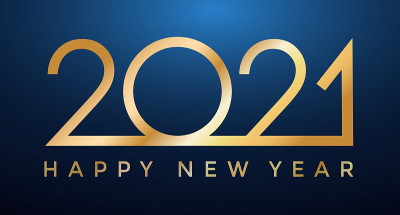 2021年金色新年在深蓝色的背景，新年快乐装饰闪亮的设计为奖励庆祝-股票向量