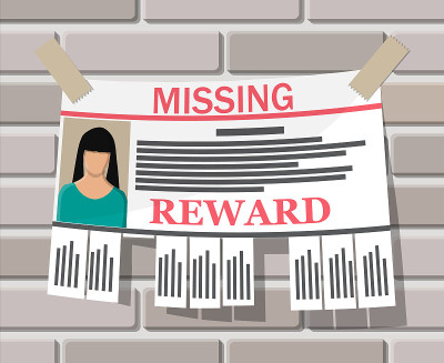 Wanted person paper poster. Missing announce