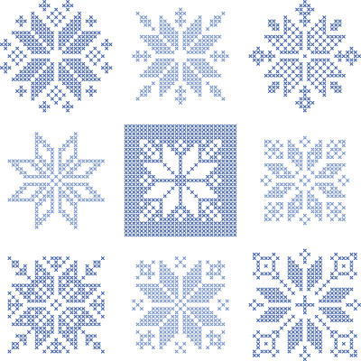 十字绣雪花图案，斯堪的纳维亚
