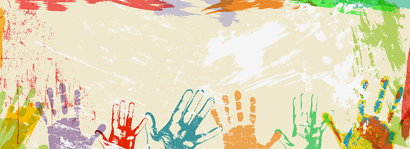 banner or design template with multicolored hand p
