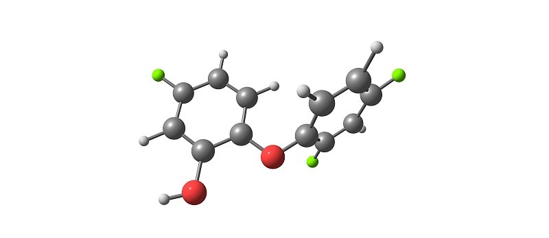 三氯生酸分子结构孤立于白色
