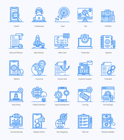 Pack Of Seo Flat Icons