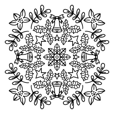 曼荼罗的圣诞节装饰。手绘插图。