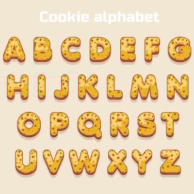 卡通饼干字体，双斯克维特字母表