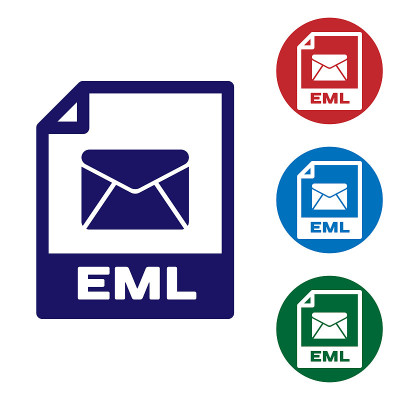 蓝色EML文件文档图标。下载eml按钮图标隔离在白色背景。EML文件的象征。设置圆形按钮中的颜色图标