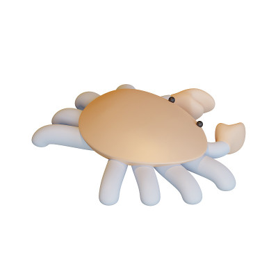 螃蟹3D渲染插图，适合世界海洋日