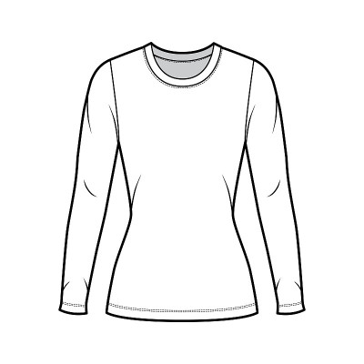 Crew neck jersey sweater technical fashion illustr