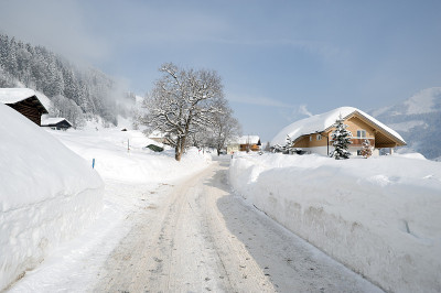 冬季小路，Kleinwalsertal，奥地利