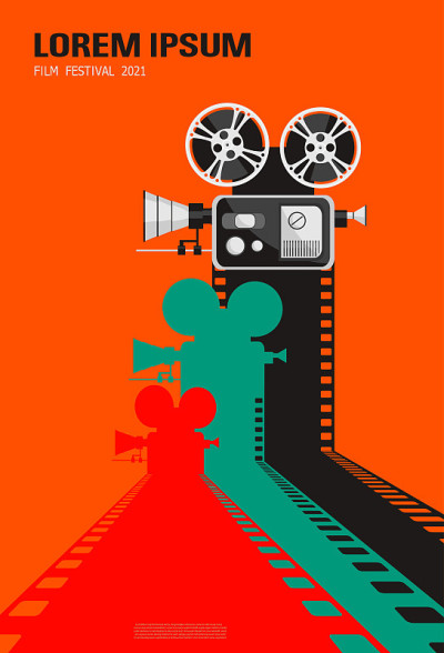 Color filmstrips on the way with silhouette of vin