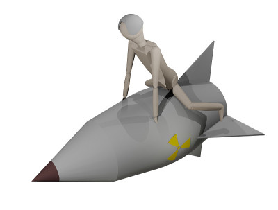 原子弹上的人(3D渲染)