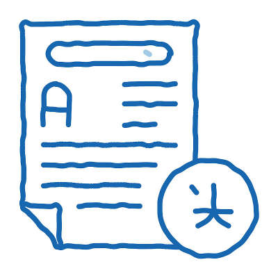 文本文件的翻译涂鸦图标手绘插图