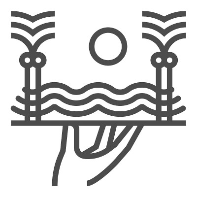 加勒比美食，方形直线矢量图标。