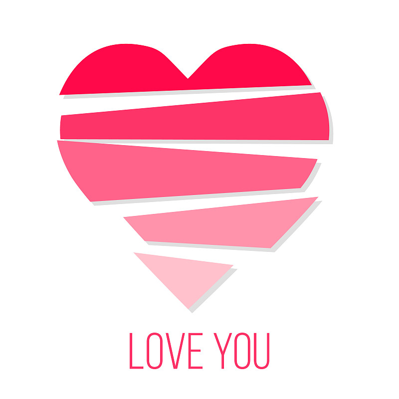 love you, striped pink vector illustration heart s