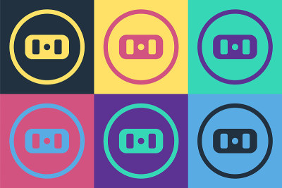 Pop art Electrical outlet icon isolated on color b