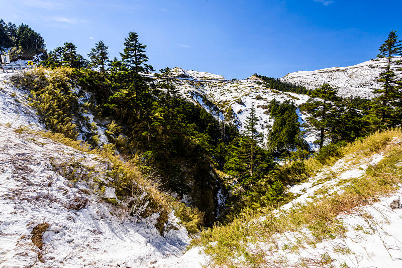 亚洲台湾太鲁阁公园雪景。