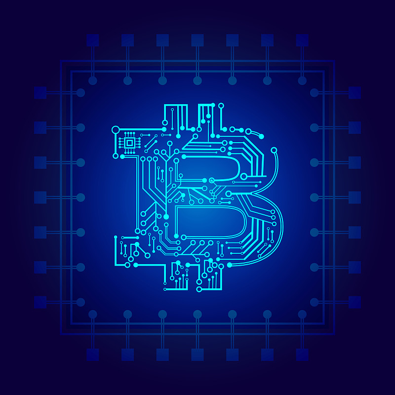 由电路板制成的比特币符号