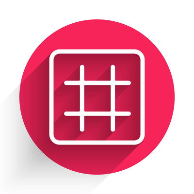 White Waffle icon isolated with long shadow. Red c