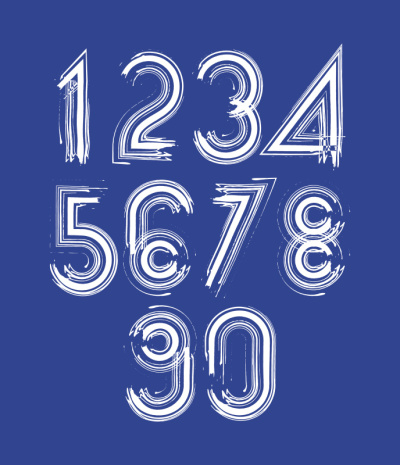书法数字用毛笔画，白色条纹矢量
